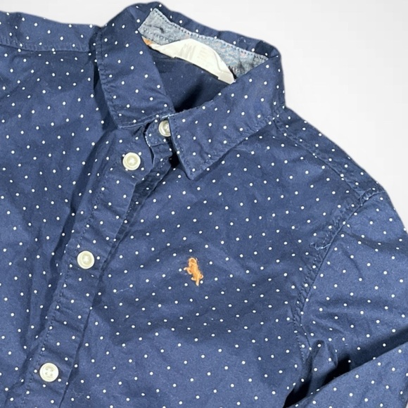 H&M Navy Blue Polka Dot Button Down Shirt - Picture 2 of 4